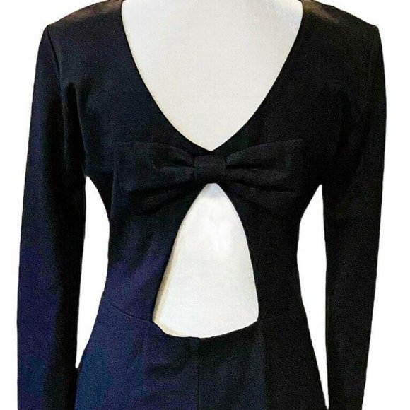 Ponte Sheath Cut Out Back Bow Long Sleeve Dress MD - Picture 4 of 7